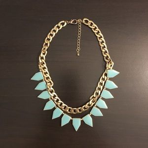 Fun, bright turquoise and gold necklace